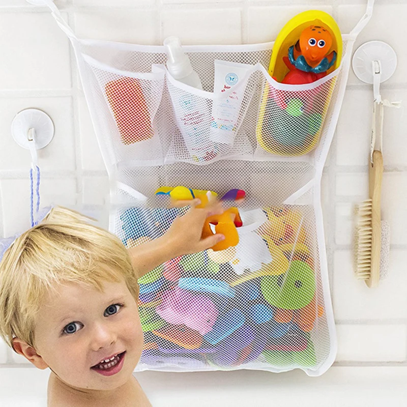 Baby Time Bath Toy Tidy Storage Cartoon Suction Bag Mesh Bathroom Organiser CB 
