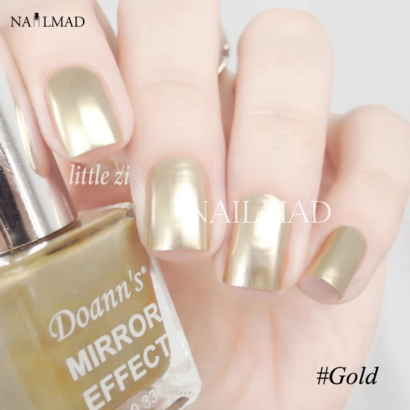 2 bottles 10ml Gold Mirror Nail Polish Metallic Nail Varnish Gold Nail