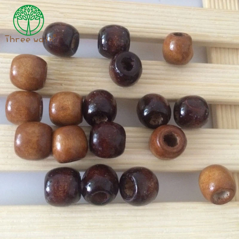 

200pcs/lot 11*12mm Large Hole Coffee Black Wooden Beads Loose Beads For DIY