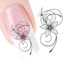 Beleza arte do prego adesivos diy flor preta transferência de água slide decalque adesivo dicas da arte do prego para novo design decorações da arte do prego(China)