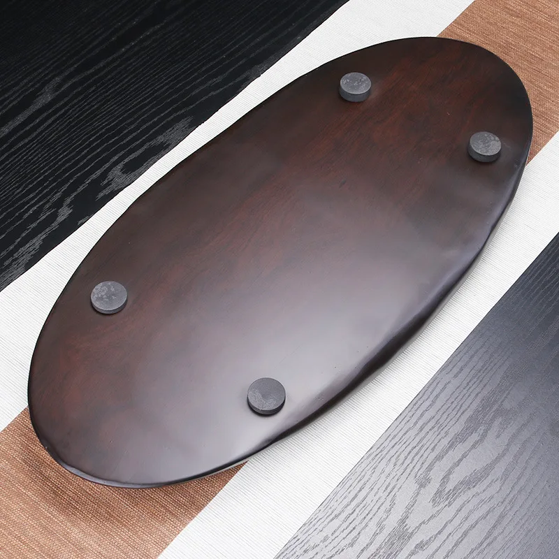 High-grade Ebony Tea Tray Large Size solid wooden tray Chinese kungfu tea tools saucer Drainage water tea board large tea table