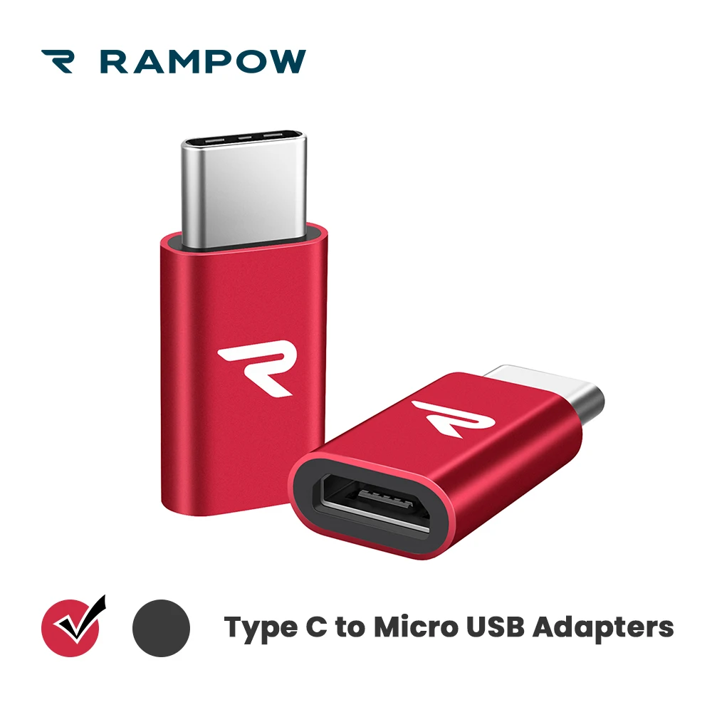 

[Lifetime Warranty] RAMPOW USB C Adapters for Huawei P20 lite, Fast Charging USB Type C Adapter, USB Converter-[2pcs/pack]