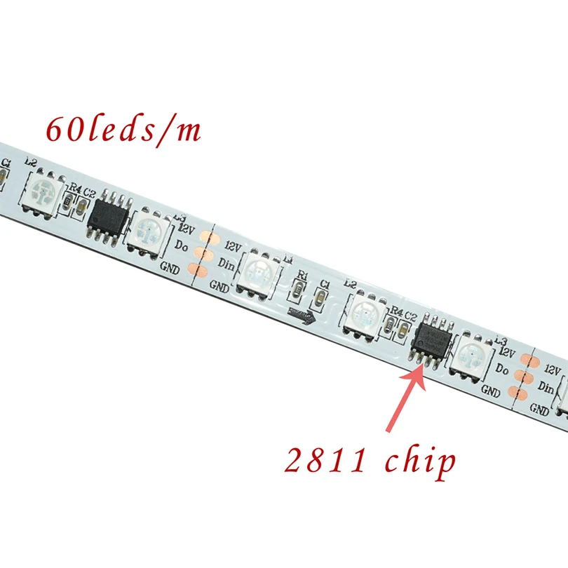 5050 SMD RGB WS2811 Светодиодная лента 5 м 60 светодиодов/м 12 В постоянного тока 2811 адресная