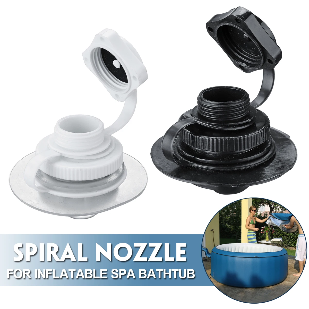 

black/White Plug Inflatable jacuzzi, SPA Air nozzle of spiral gas nozzle bathtub Inflatable valve Enjoy Outdoor Bubble bath