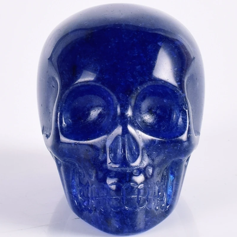 

2 Inch smelt blue obsidian Crystal Skull handmade Healing Crystal Feng Shui Carved Skeleten grass Statues Sculptures Crafts