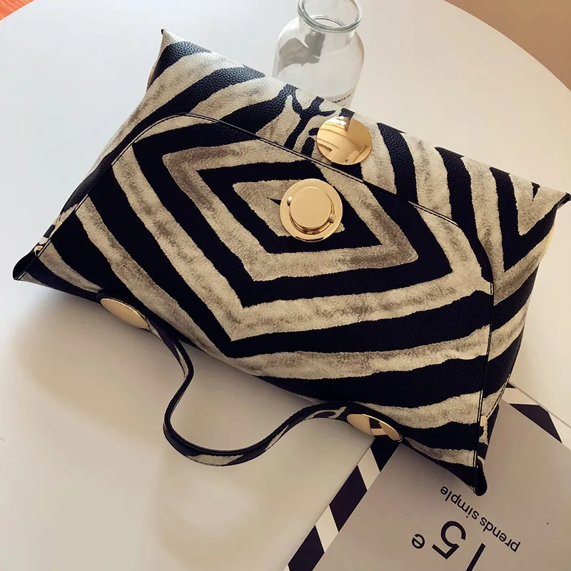 envelope bag stylish female big handbag leisure shoulder bag women zebra grain large capacity pu leather bag for girls tote (6)
