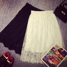 Mori Girl Стиль корейской версии новая осенне-зимняя открытая кружевная черная белая тонкая газовая Женская юбка