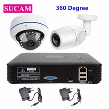 SUCAM 2 шт. 360 градусов 2MP комплект ip-камеры 4CH H.264 Onvif NVR 1080P Внутренняя и наружная камера безопасности с блоком питания