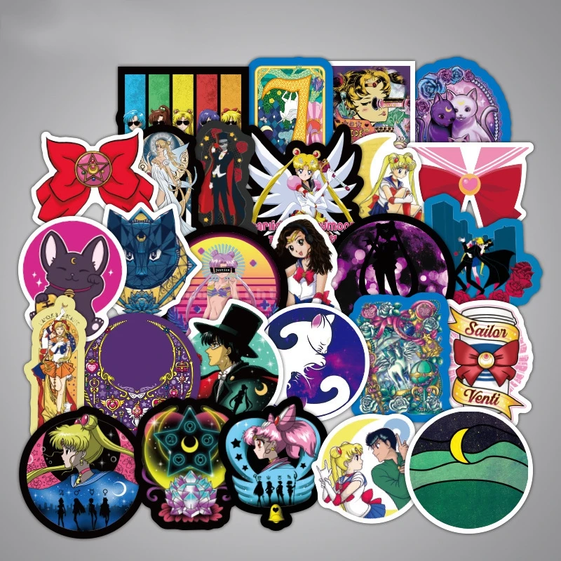 

50 pcs Sailor Moon Sticker Cartoon Anime Sticker Girl Toy Bag suitcase Luggage Computer Sticker Waterproof Sticker Pack