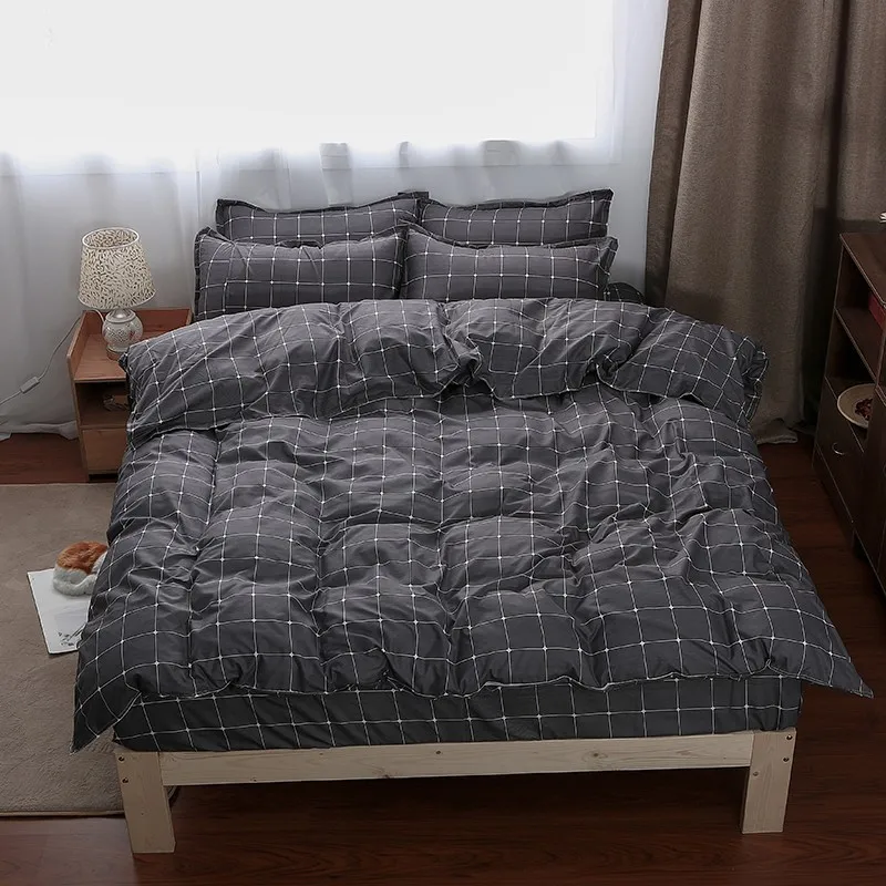 Solstice Home Textile Dark Gray Bedding Set Geometric Plaid Simple Duvet Cover Pillowcase Adult Teenage Man Bed Linen No Sheet Solstice Home Textile Dark Gray Bedding Set Geometric Plaid Simple Duvet Cover Pillowcase Adult Teenage Man Bed Linen No Sheet