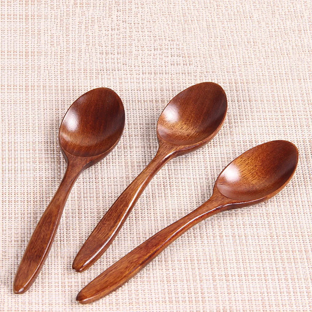5 шт. в партии Кухня деревянная ложка Bamboo Пособия по кулинарии посуда инструмент суп Teaspoon обращенной экологически кухонные принадлежности