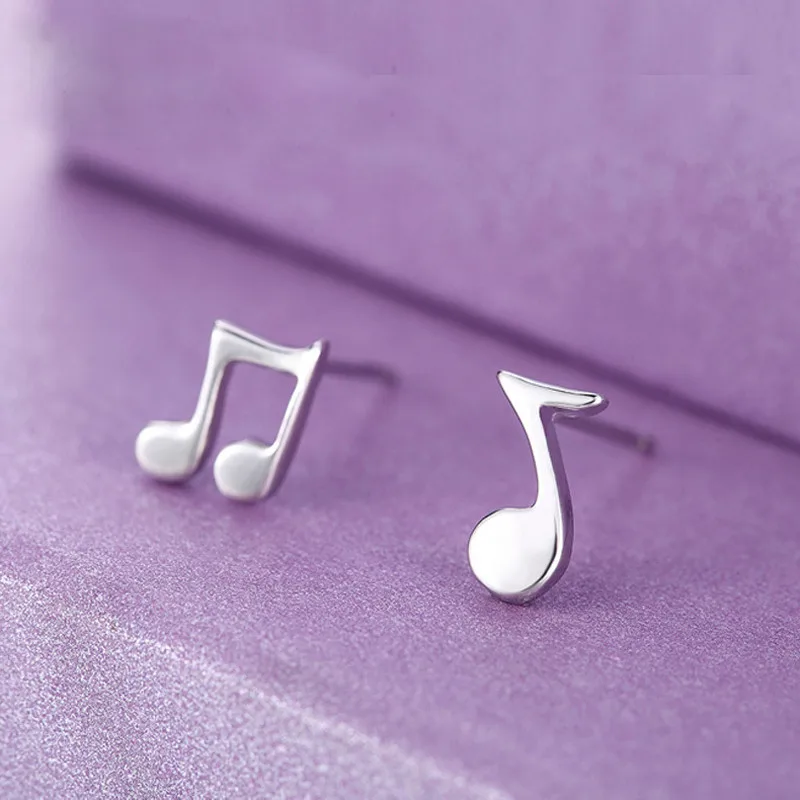

1Pair Ear Stud Chic New Women Tiny Asymmetry Musical Note Ear Stud Earrings Jewelry Charm Gift Trendy Girl Screw-Back Arete YHW
