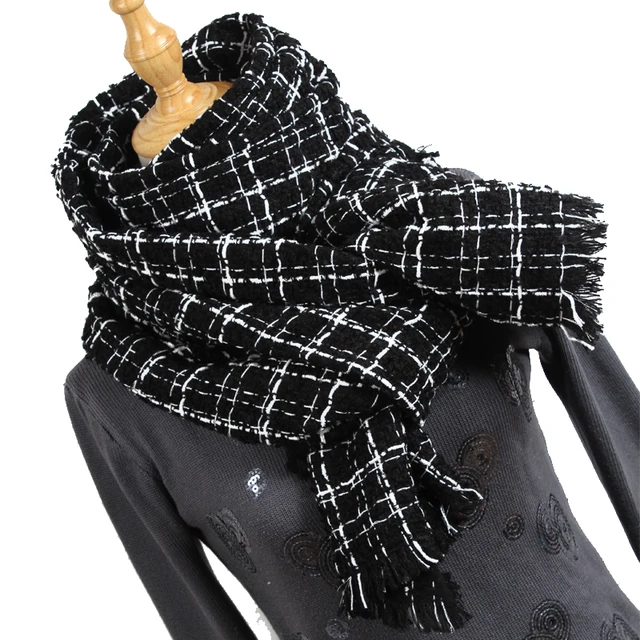 New Winter Scarf Fashion Black white Women Scarf Plaid Cashmere Scarves ...