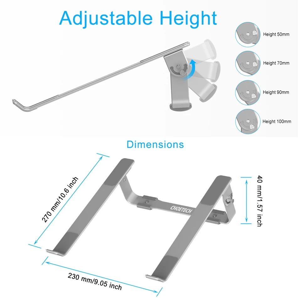  CHOETECH Mackbook Stand Adjustable Aluminum Laptop Stand Holder Compatible with Apple MacBook Air M