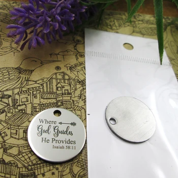 

20pcs--"Where God Guides He Provides isaiah 58:11"stainless steel charms more style for choosing DIY Charms from Bible