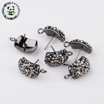 

Rectangle Polymer Clay Rhinestone Stud Earring Components, with Steel Pins, Gunmetal, 12x10x5mm; Pin: 0.7mm; Hole: 2mm