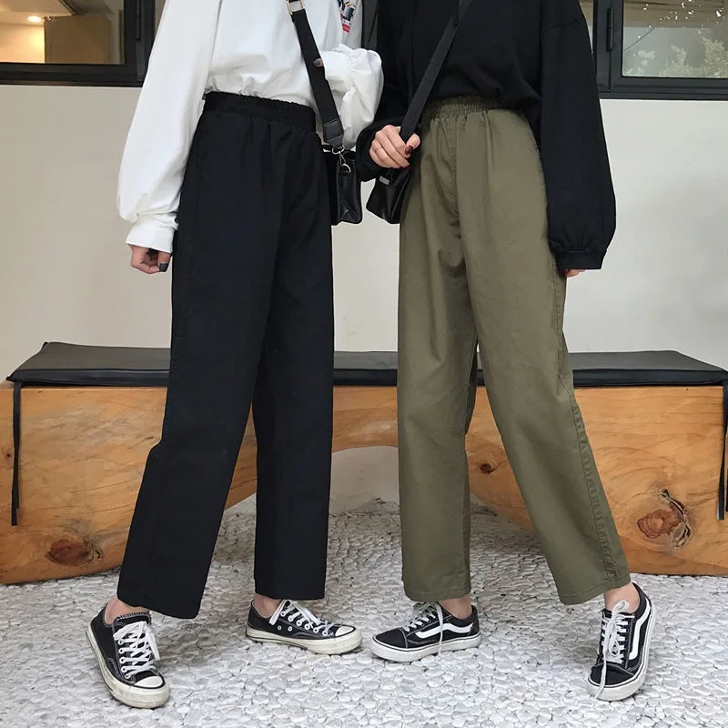 2019 New Women Casual Harajuku Spring Autumn Long Trousers Solid Elastic High Waist Pants Ankle Length Slimming pantalon femme 2019 New Women Casual Harajuku Spring Autumn Long Trousers Solid Elastic High Waist Pants Ankle Length Slimming pantalon femme