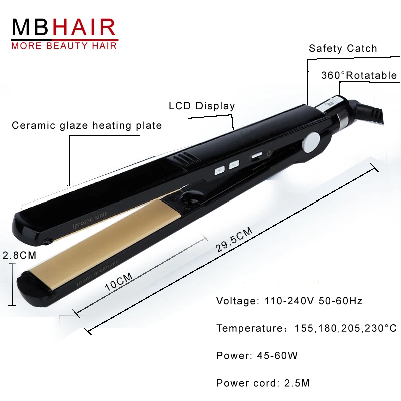 Profissional de Alta Qualidade Titânio Cerâmica Alisador Cabelo Alisamento Ferro Preto-frete Grátis 2 cabelo alisamento ferro preto-frete grátis