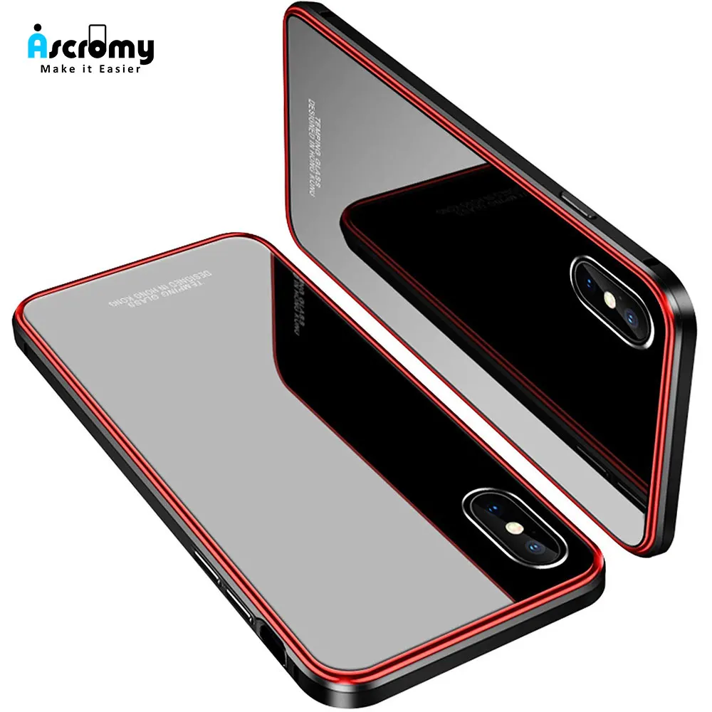 

Ascromy For iPhone X Case Shockproof 360 Luxury Glitter Glass Back Cover For iPhone XS Max XR 8 Plus 7 6 6S 10 Coque Accessories