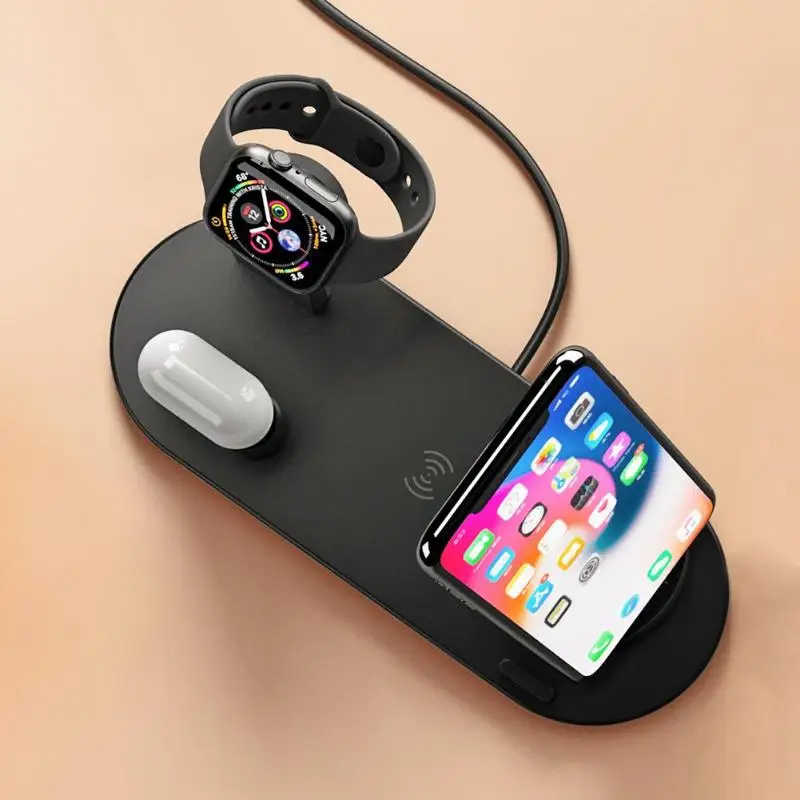 VODOOL 3 в 1 беспроводная зарядная док-станция держателя для IPhone airpods Apple Watch вращающееся зарядное устройство База для Android type-C IPhone