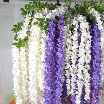 

1 Bouquet 3 Branches 1.6 Meter Long Artificial Silk Flower Vine Wisteria Garland For Home Garden Hanging Ornament Wedding Decor