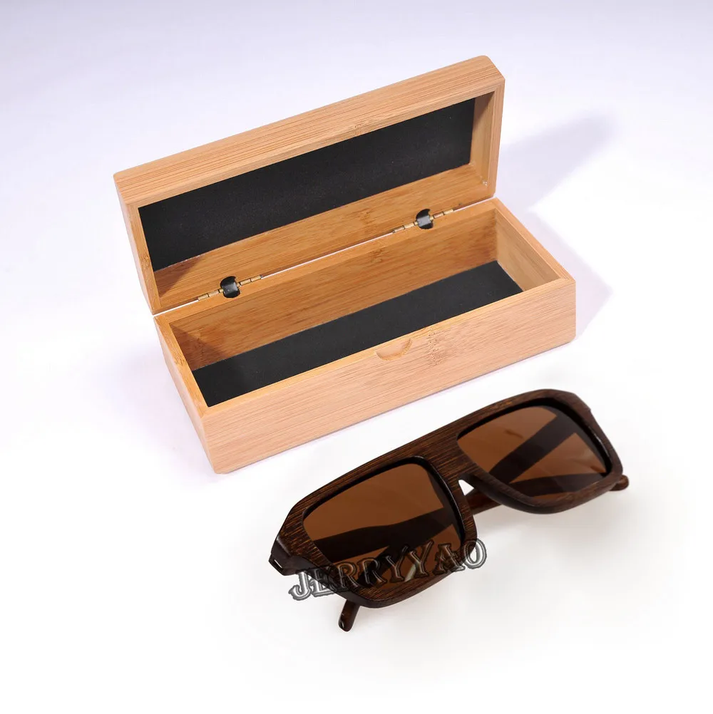 BerWer Горячие бамбуковые солнцезащитные очки ручной работы поляризованные линзы солнцезащитные очки деревянные солнцезащитные очки - Цвет линз: brown lens with case