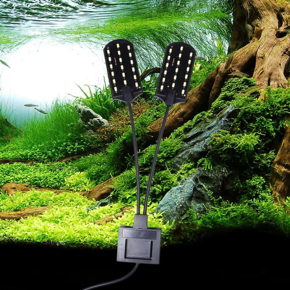 Новинка, X7, Европейский штекер, двойная головка, супер яркий светодиодный светильник для аквариума, светильник для растений, светильник для выращивания растений, водонепроницаемый, с зажимом, лампа для аквариума