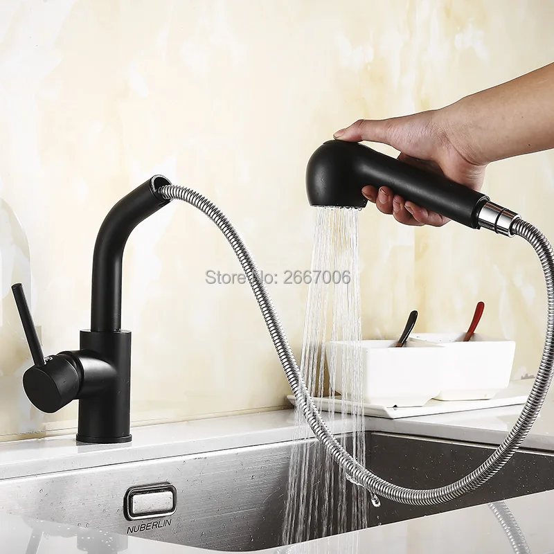 GIZERO черно-бронзовый выдвижной смеситель для ванной комнаты Смеситель 360 градусов