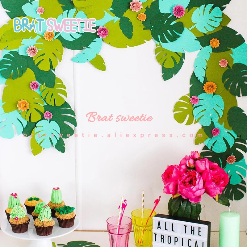 

DIY Artificial Flowers Leaves Paper Flower Palm Monstera Leaf Tropical Wedding Decoration Jungle Party Favors Wall Decor Tools