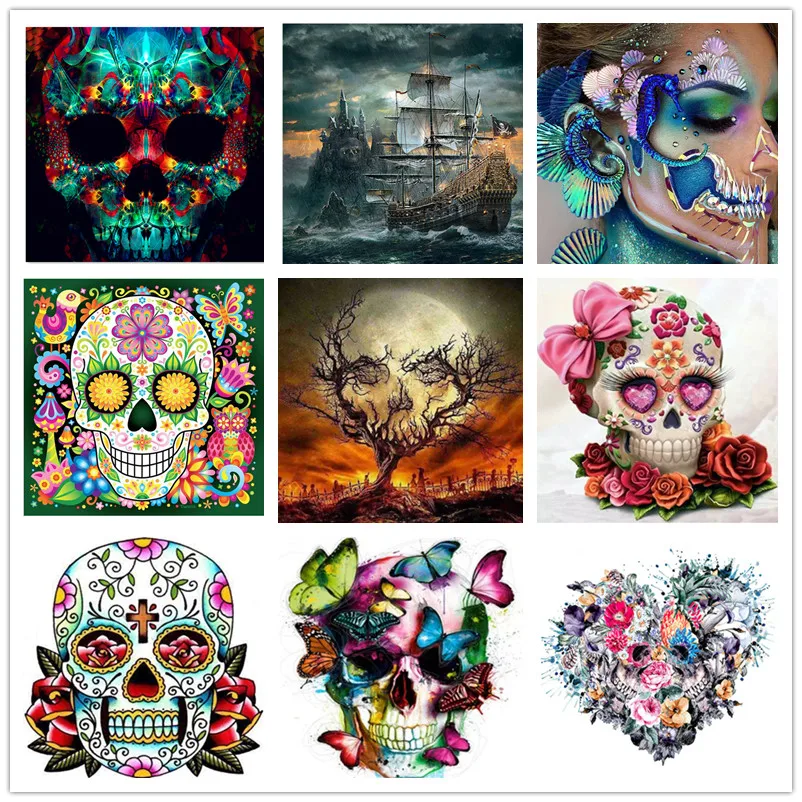 

Needlework 5d Diy Diamond Painting Cross Stitch Skull,Halloween gift,Skeleton Diamond Embroidery Full Square Diamond Mosaic art