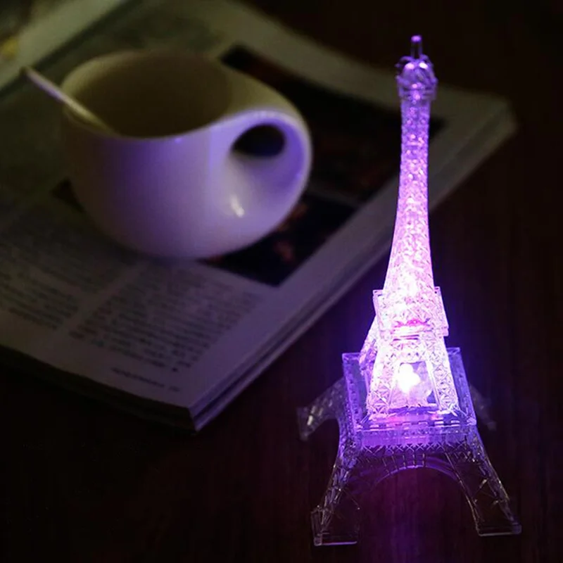 Романтичный Париж Эйфелева башня ночник красочная вспышка детская праздничное свадебное украшение внутреннего освещения