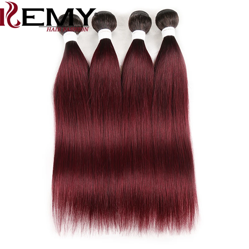 1B 99J/бордовый бразильские прямые волосы для наращивания kemy Hair 8-26 дюймов человеческие волосы переплетения пучки 3 шт не пучки волос remy