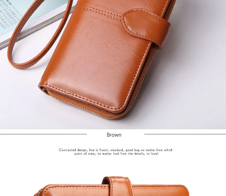 AMONCHY Women Wallets Practical Artificial Leather Female Clutch Wallet Long Zipper Purses (15)