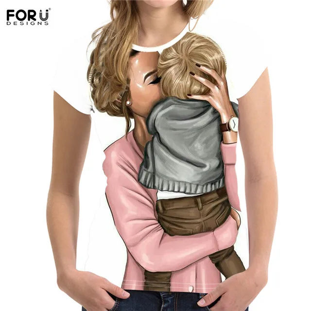 HMC1434BV FORUDESIGNS/женские летние футболки с короткими рукавами, с 3D дизайном, с круглым вырезом, дышащая повседневная одежда, топы для девочек - Цвет: HMC1434BV