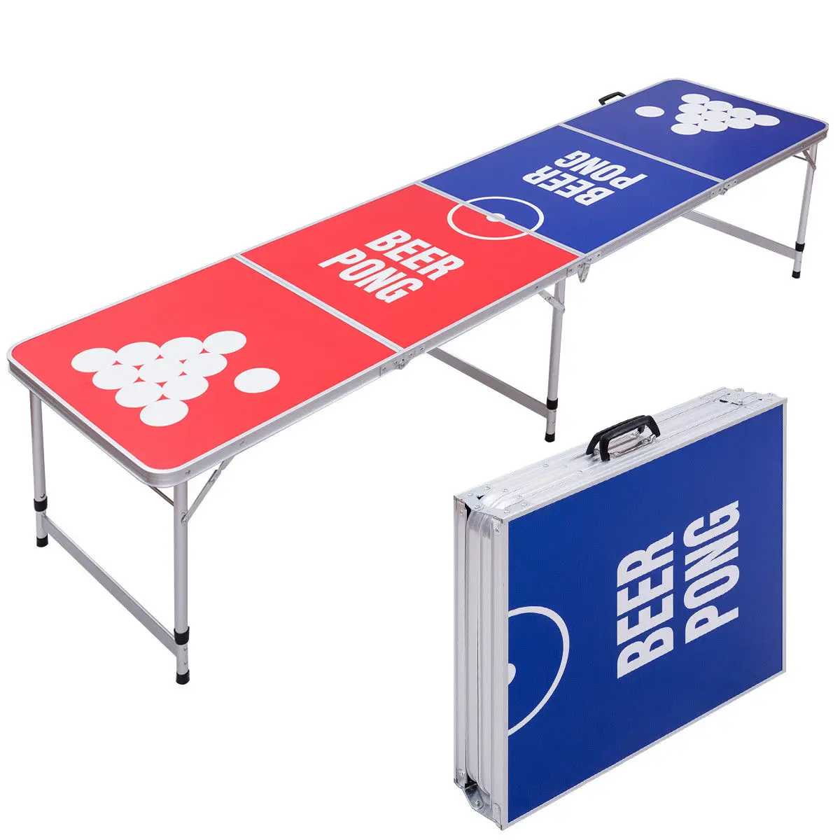 Giantex 8FT Portable Folding Beer Pong Table Modern Party Gaming Desk Foldable Outdoor Picnic Camping Tables OP3334