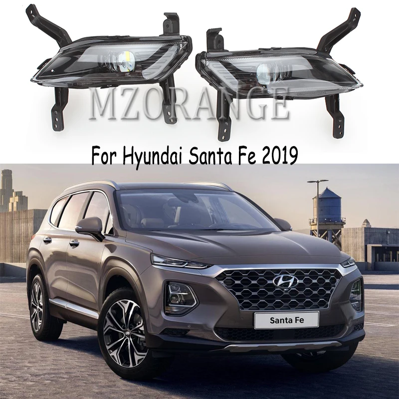 

headlights For Hyundai Santa Fe 2019 Daytime Running Light 2pcs LED DRL Day Light Front Fog Lamps fog lights