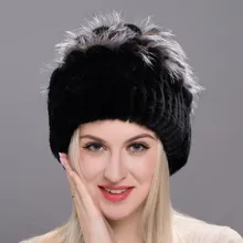 Настоящий мех кролика шапка женская меховая зимняя шапка с мячом вязать меховая шапка с Серебряными Лисий мех мяч пом Skullies& шапочки DHY17-05A