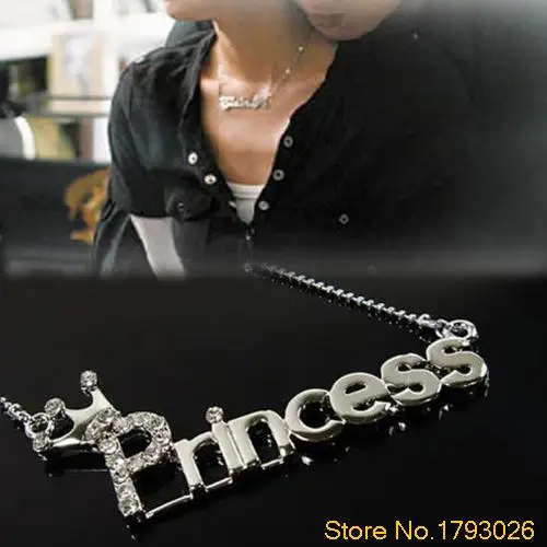 Korea and Japanese Style Romantic Words Letters With Crown Clavicle Chain Necklace 4TRH | Украшения и аксессуары