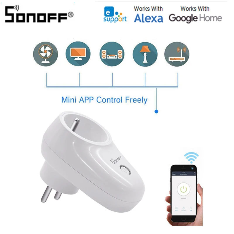 Sonoff S26 WiFi Smart US/UK/EU Разъем беспроводной штекер Мощность розетки умный дом переключатель работать с Alexa Google помощник IFTTT