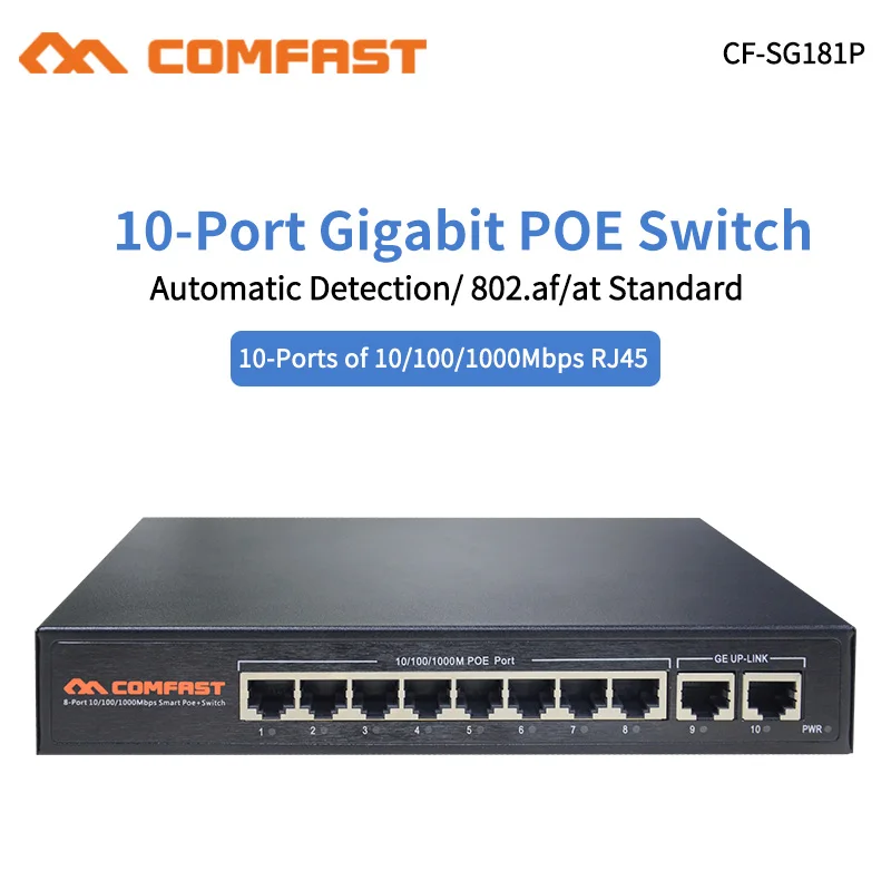 Коммутатор Comfast 10 портов 10/100 Мбит/с RJ45|Сетевые коммутаторы| |