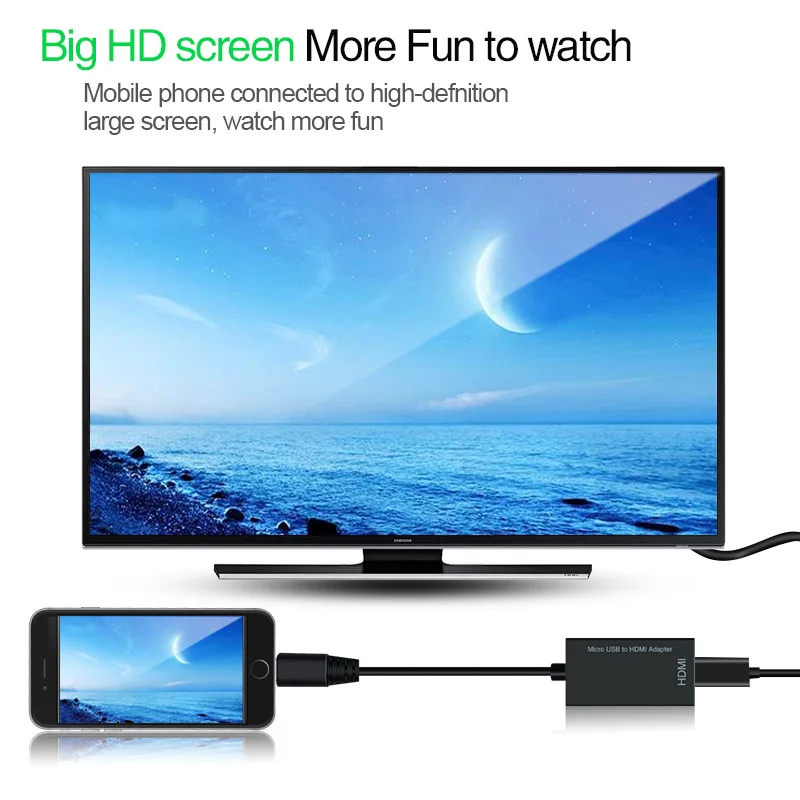 2 in 1 Type C Micro USB To HDMI Adapter For TV Monitor 1080P HD HDMI Audio Video Cable Converter For Samsung HUAWEI Xiaomi - ANKUX Tech Co., Ltd