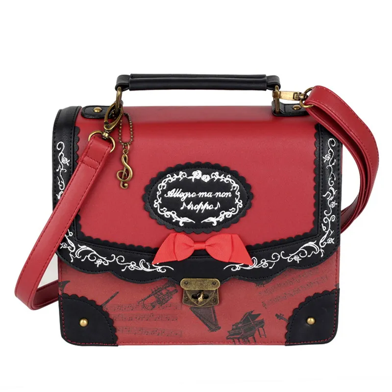 Japanese Style Musical Note Embroidery Backpack Vintage Lolita 3 Ways Shoulder Bag Cute School Bags For Teenagers Girls Backpack 