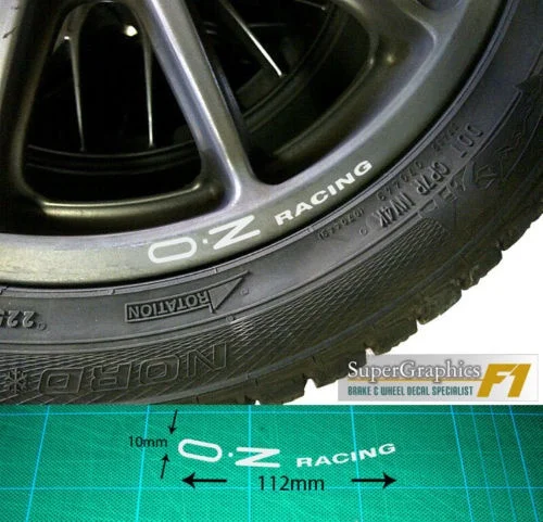 

For x8 Wheel Rim Decal sticker to fit OZ Racing curved up from the bottom of rim X1