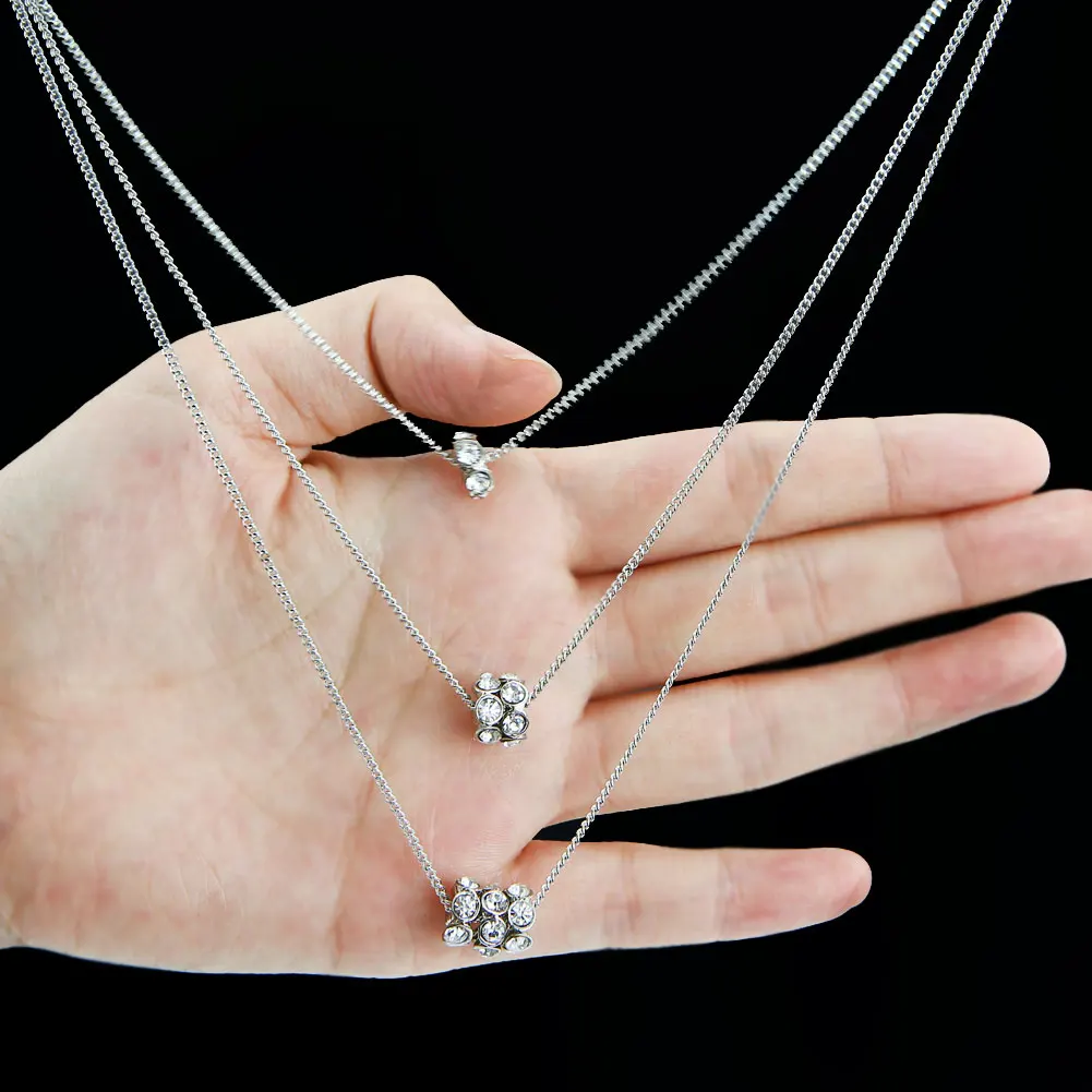 TrinketSea Trendy Triple Multilayer Crystal Knot Pendants & Necklaces