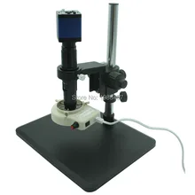 HD 2MP $ number FPS VGA Industrial Cámara Microscopio Digital + Soporte + 10X-200X Ajuste Fino Óptica Lentes de Montura C + luces LED