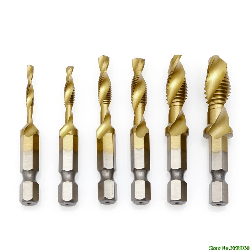 

1 Set Hex Shank M3-M10 Titanium Plated HSS Hand Screw Thread Metric Tap Drill Bits