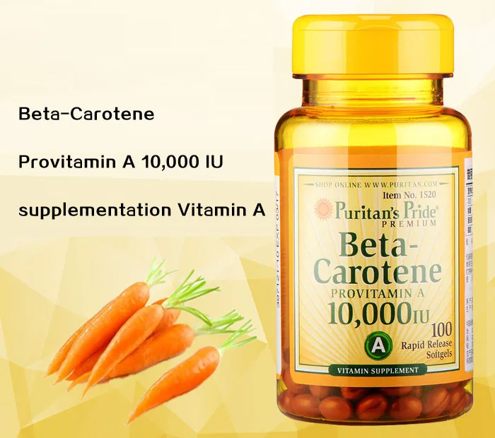 

Beta-carotene Provitamin A 10,000 Iu 100 softgels Supplementation Vitamin A Free Shipping