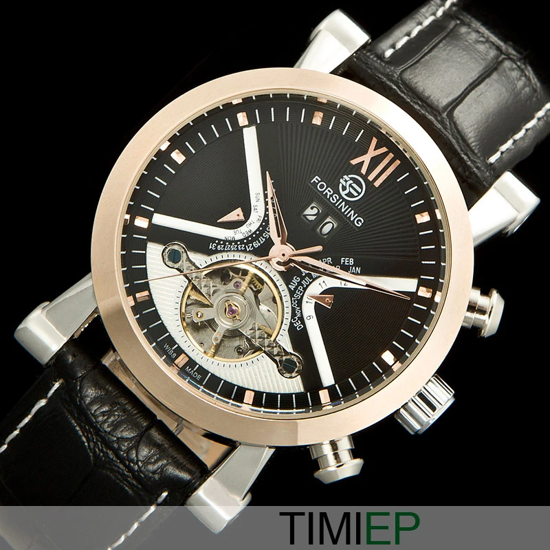 NEW Black Dial Rose Gold Automatic font b Men b font font b Mechanical b font