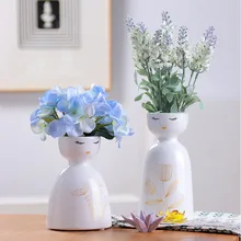 Креативная керамическая ваза аппликация девушка Цветочная композиция ваза для цветов Главная Гостиная Украшение стола современный комплект из двух предметов