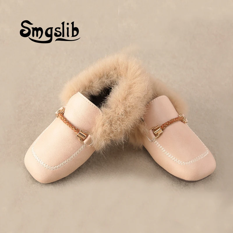 En Ligne Enfants Chaussures Bébé Filles De Mode En Peluche Chaud En Cuir Casual Chaussures Princesse Mocassin Mocassins Tout petits Appartements Doux Confortable Sneakers